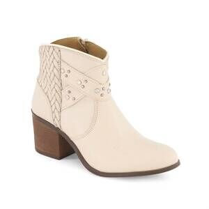 NEW FORASTERO women's real leather side zipper booties in ivory